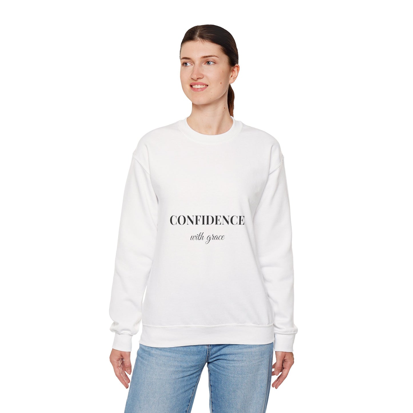 Faith-Based Crewneck Sweatshirt — “Confidence with Grace” & Numbers 23:19 Scripture Back