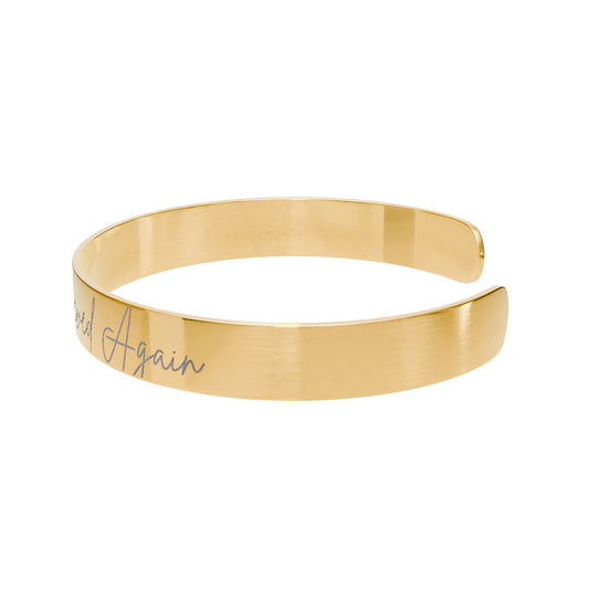 Engraved Gold Cuff Bracelet — "She Believed" Inspirational Bangle