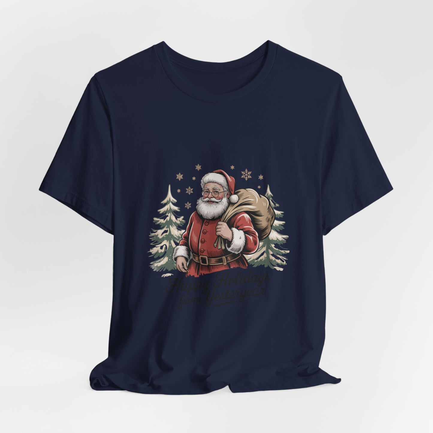Vintage Christmas Postcard Santa Tee | retro holiday card design