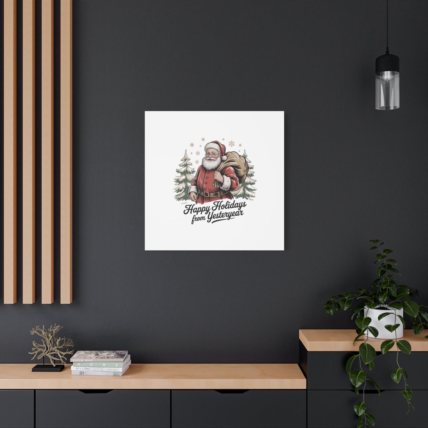 Vintage Christmas Postcard Canvas | Retro Holiday Card Design, Sepia Holiday