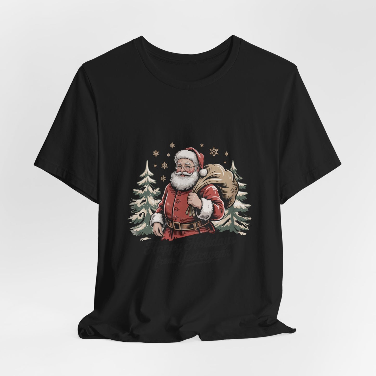 Vintage Christmas Postcard Santa Tee | retro holiday card design