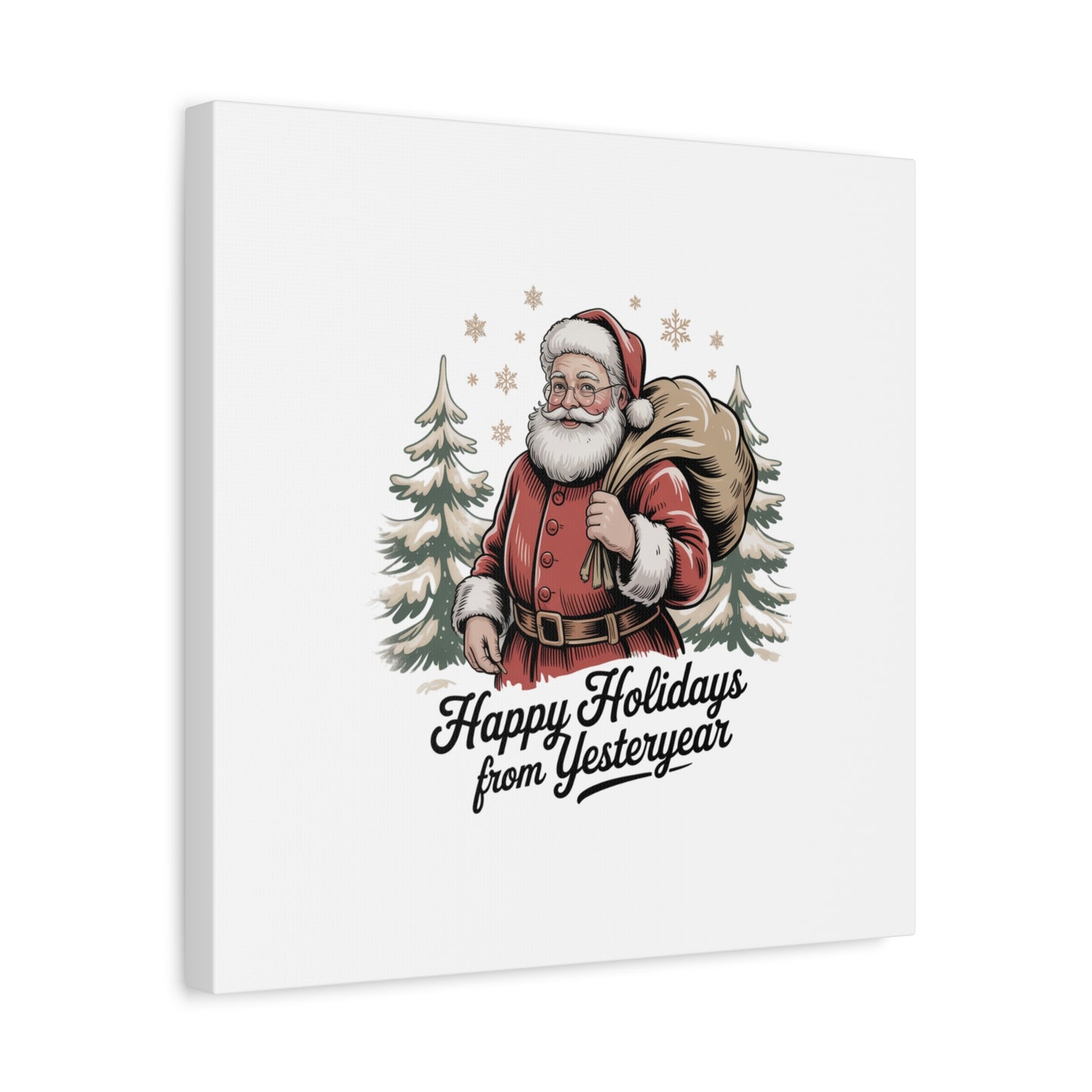 Vintage Christmas Postcard Canvas | Retro Holiday Card Design, Sepia Holiday
