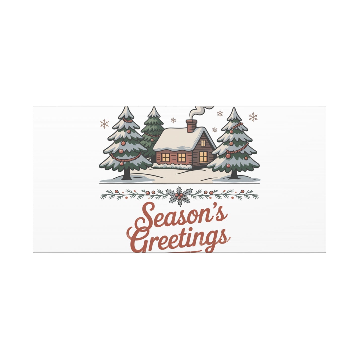Vintage Christmas Postcard Seasons Greetings Canvas | Retro Holiday Card Design