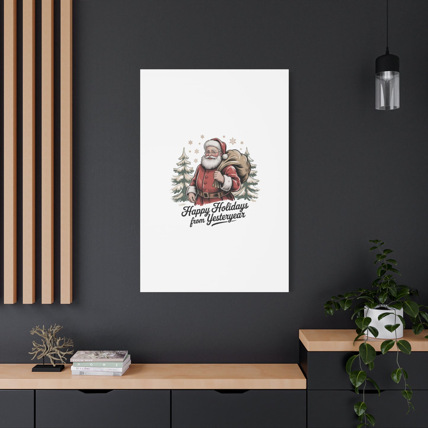 Vintage Christmas Postcard Canvas | Retro Holiday Card Design, Sepia Holiday