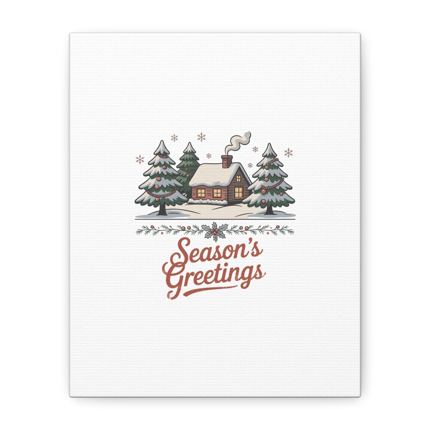 Vintage Christmas Postcard Seasons Greetings Canvas | Retro Holiday Card Design