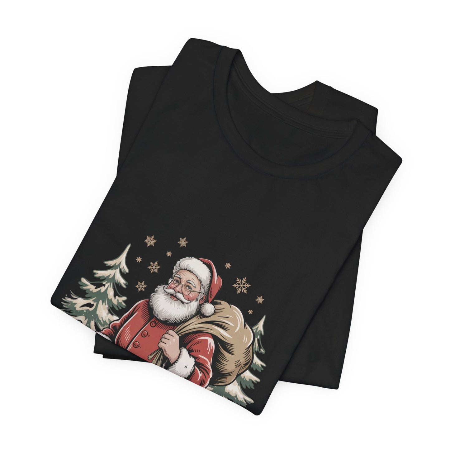 Vintage Christmas Postcard Santa Tee | retro holiday card design