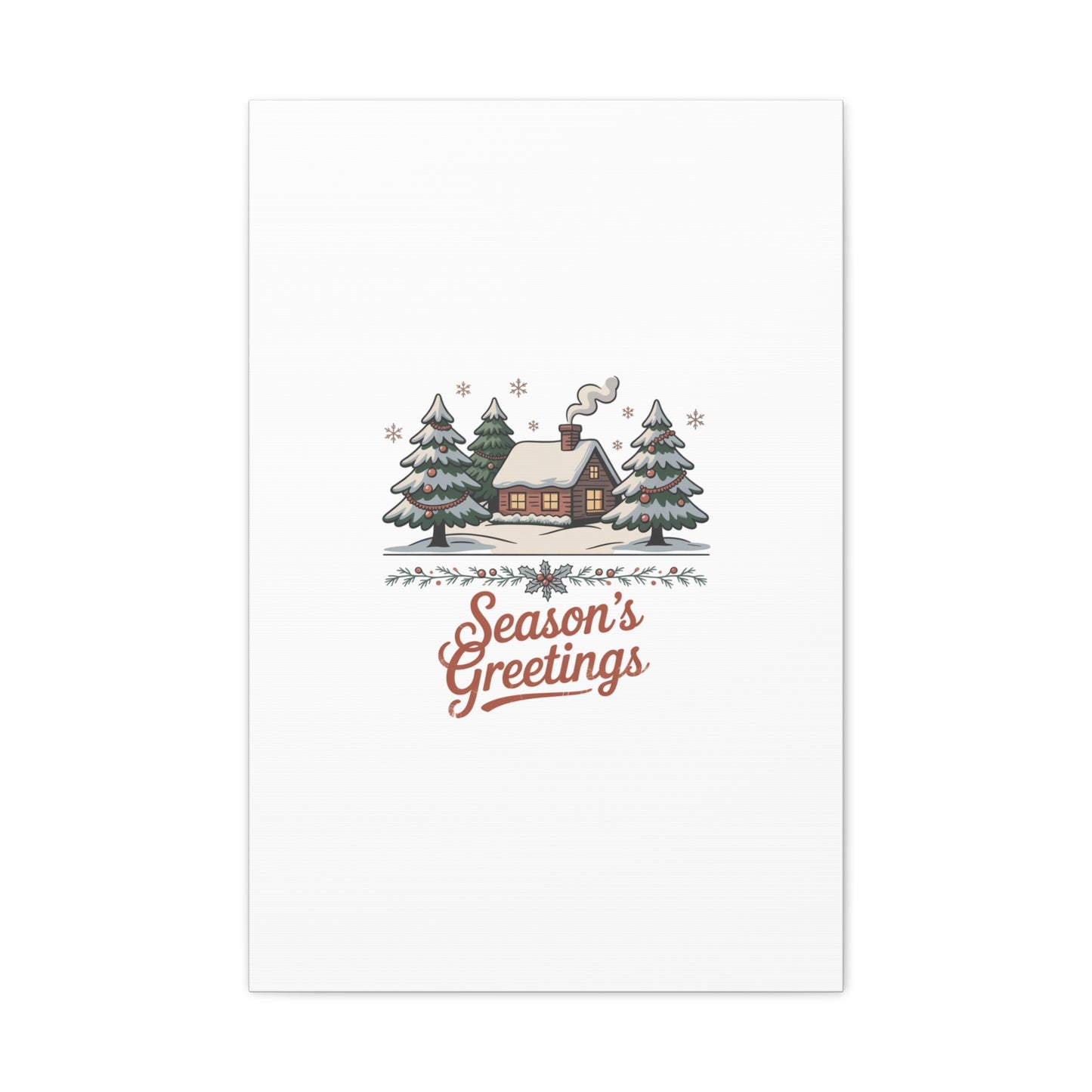Vintage Christmas Postcard Seasons Greetings Canvas | Retro Holiday Card Design