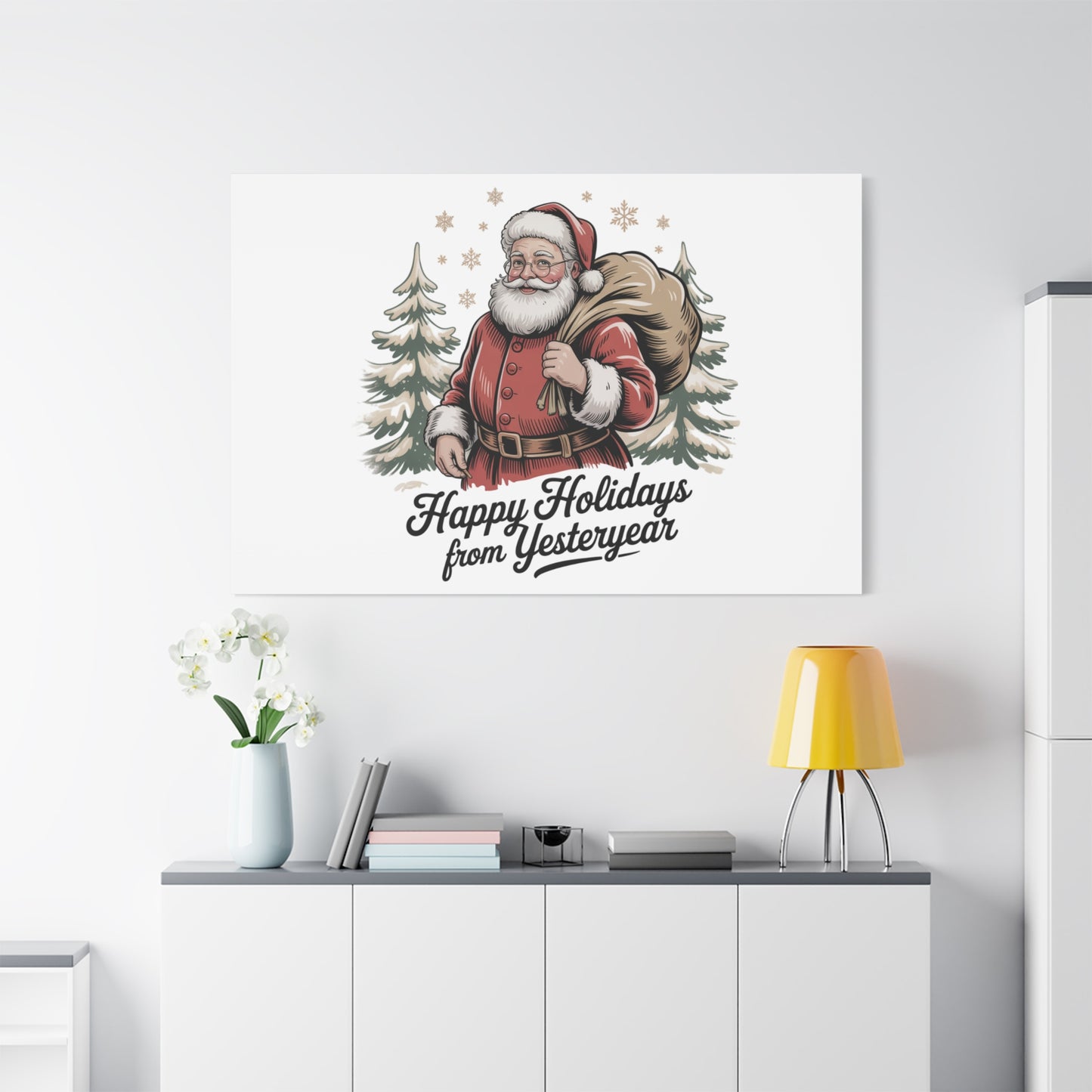 Vintage Christmas Postcard Canvas | Retro Holiday Card Design, Sepia Holiday