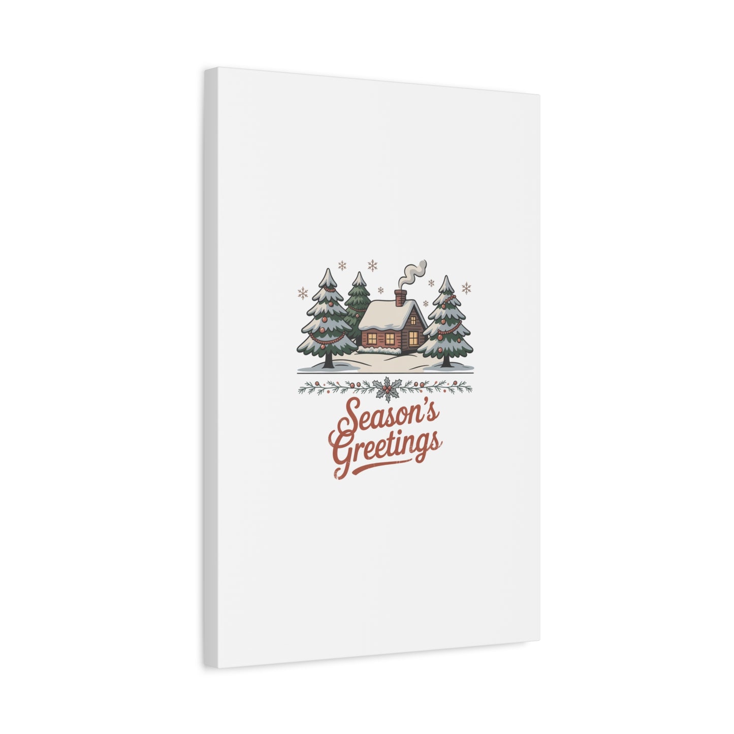 Vintage Christmas Postcard Seasons Greetings Canvas | Retro Holiday Card Design