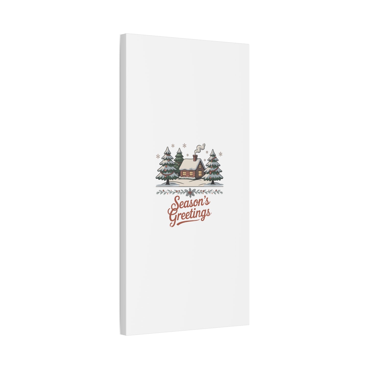 Vintage Christmas Postcard Seasons Greetings Canvas | Retro Holiday Card Design