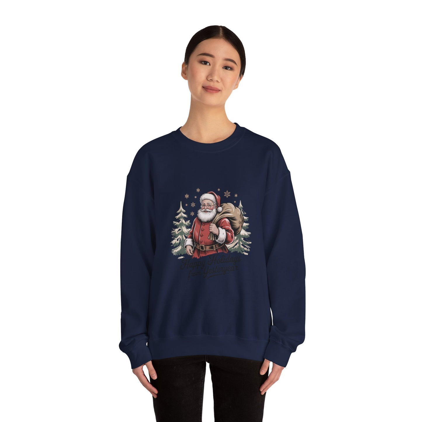 Vintage Christmas Postcard Santa Sweatshirt | retro holiday card design