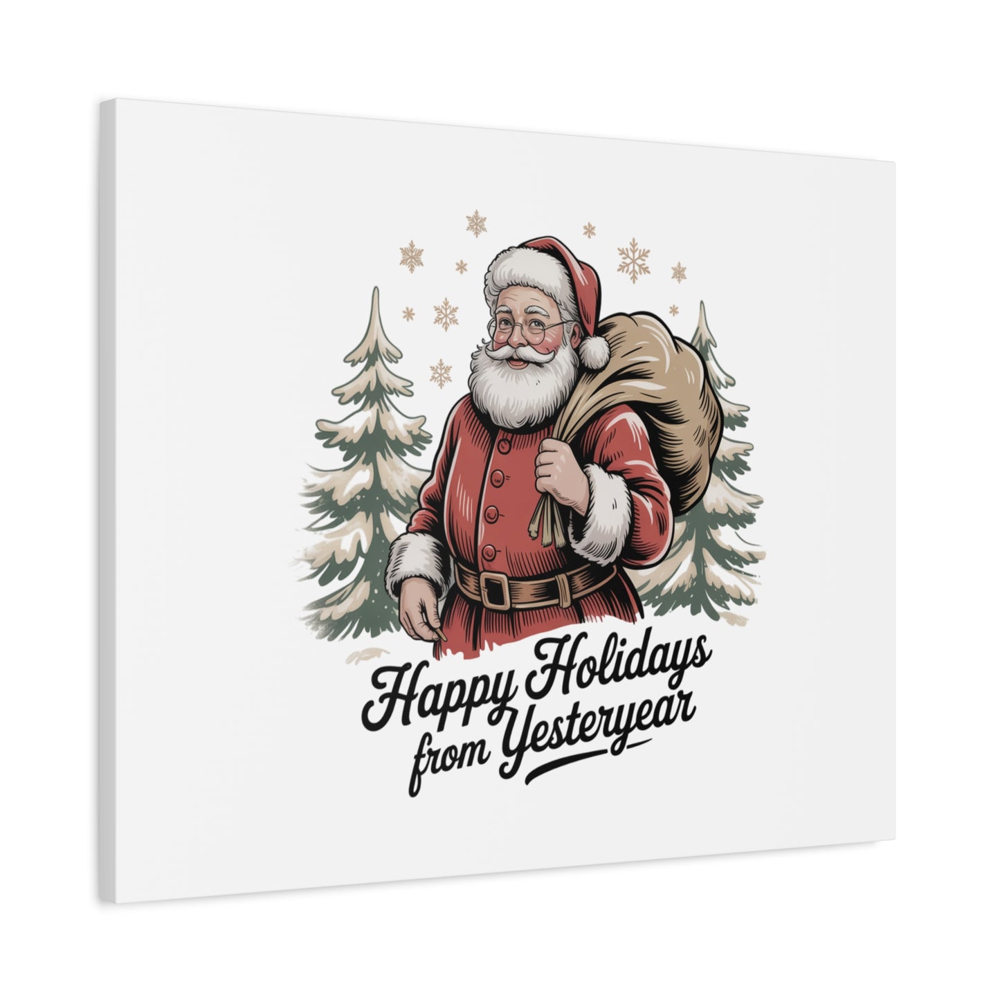 Vintage Christmas Postcard Canvas | Retro Holiday Card Design, Sepia Holiday