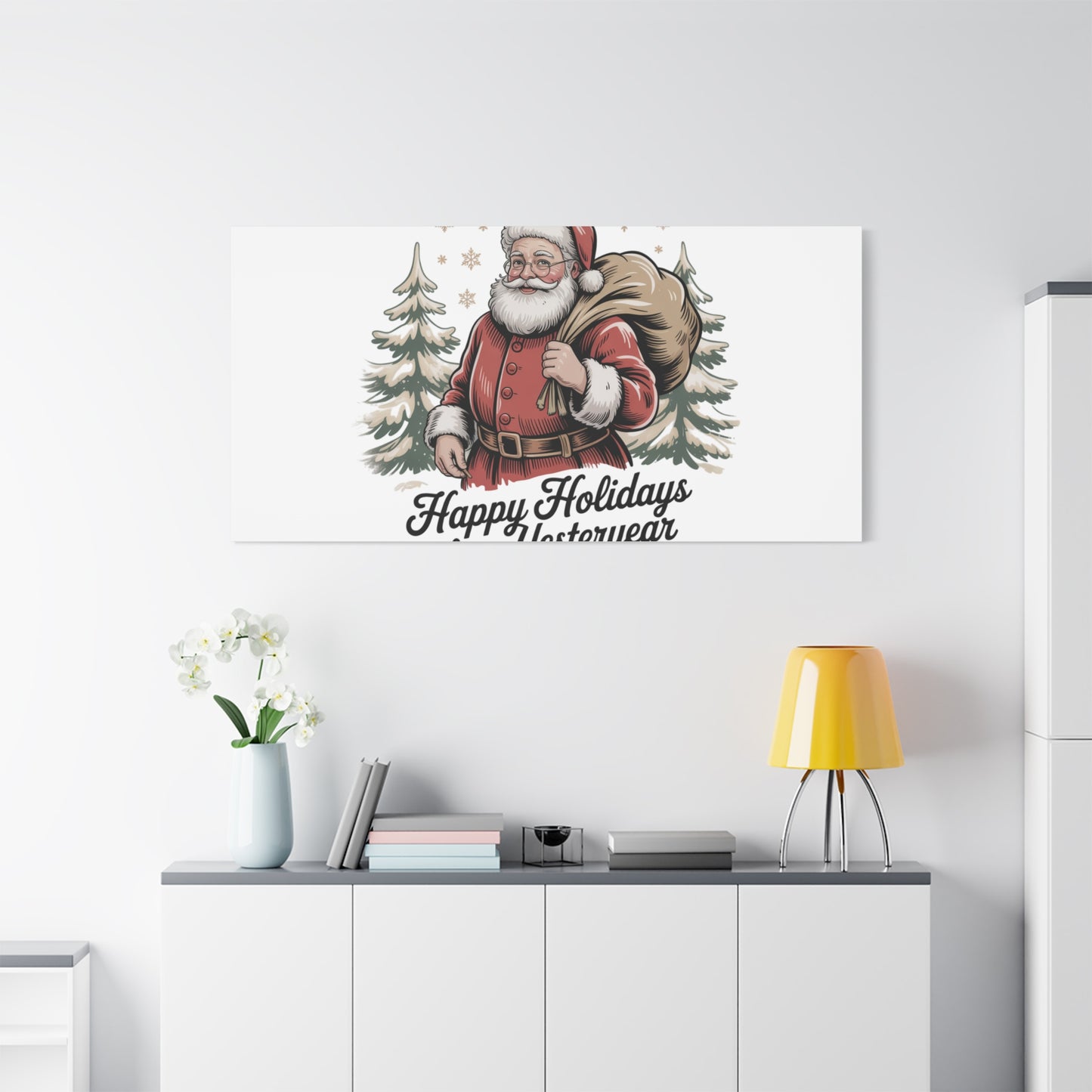 Vintage Christmas Postcard Canvas | Retro Holiday Card Design, Sepia Holiday