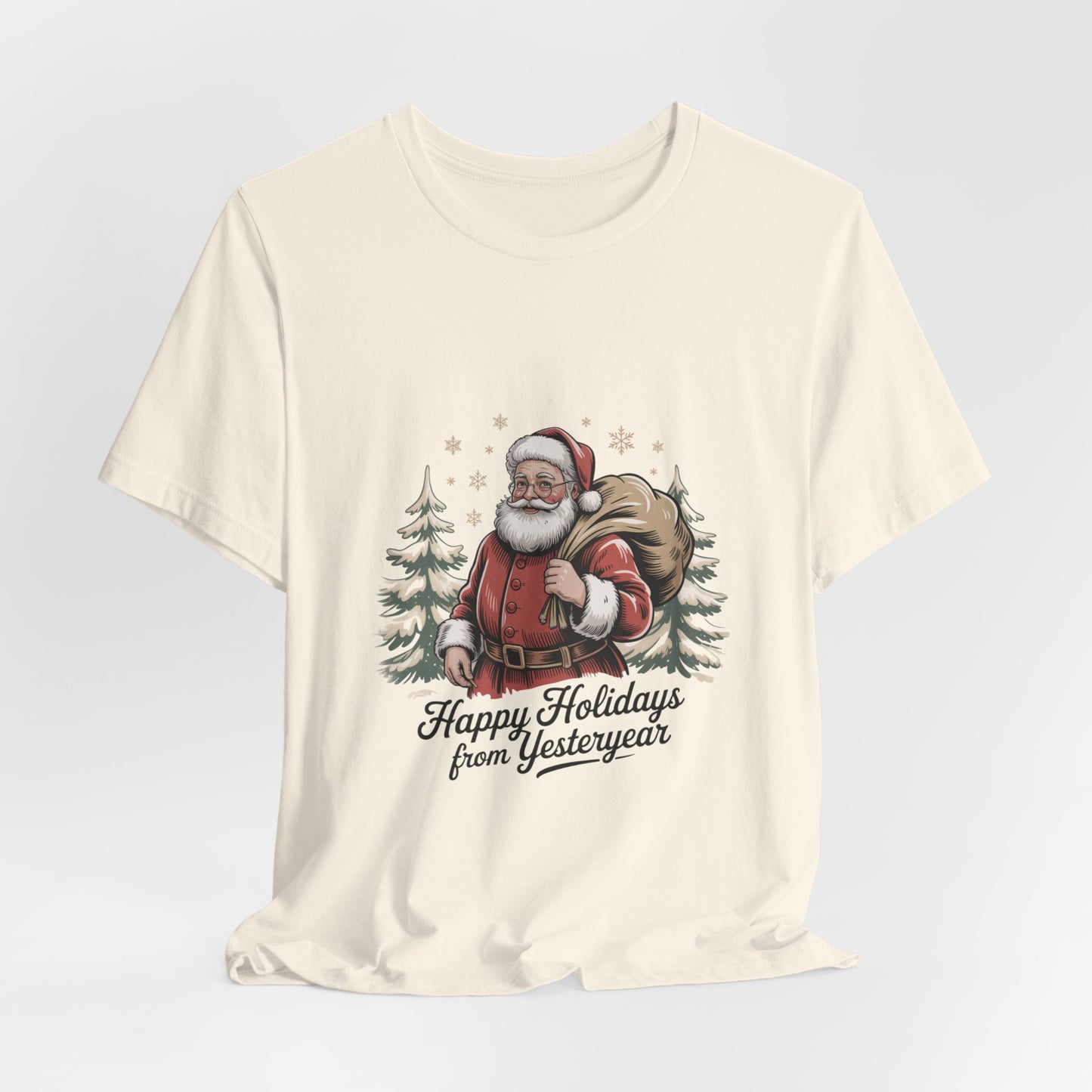 Vintage Christmas Postcard Santa Tee | retro holiday card design