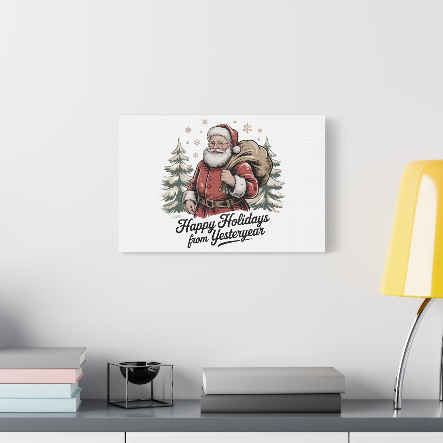 Vintage Christmas Postcard Canvas | Retro Holiday Card Design, Sepia Holiday