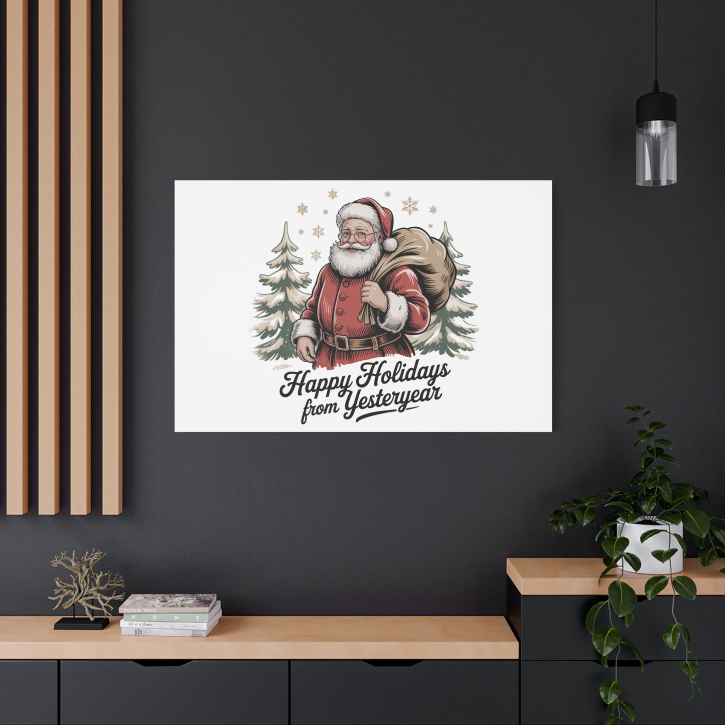 Vintage Christmas Postcard Canvas | Retro Holiday Card Design, Sepia Holiday