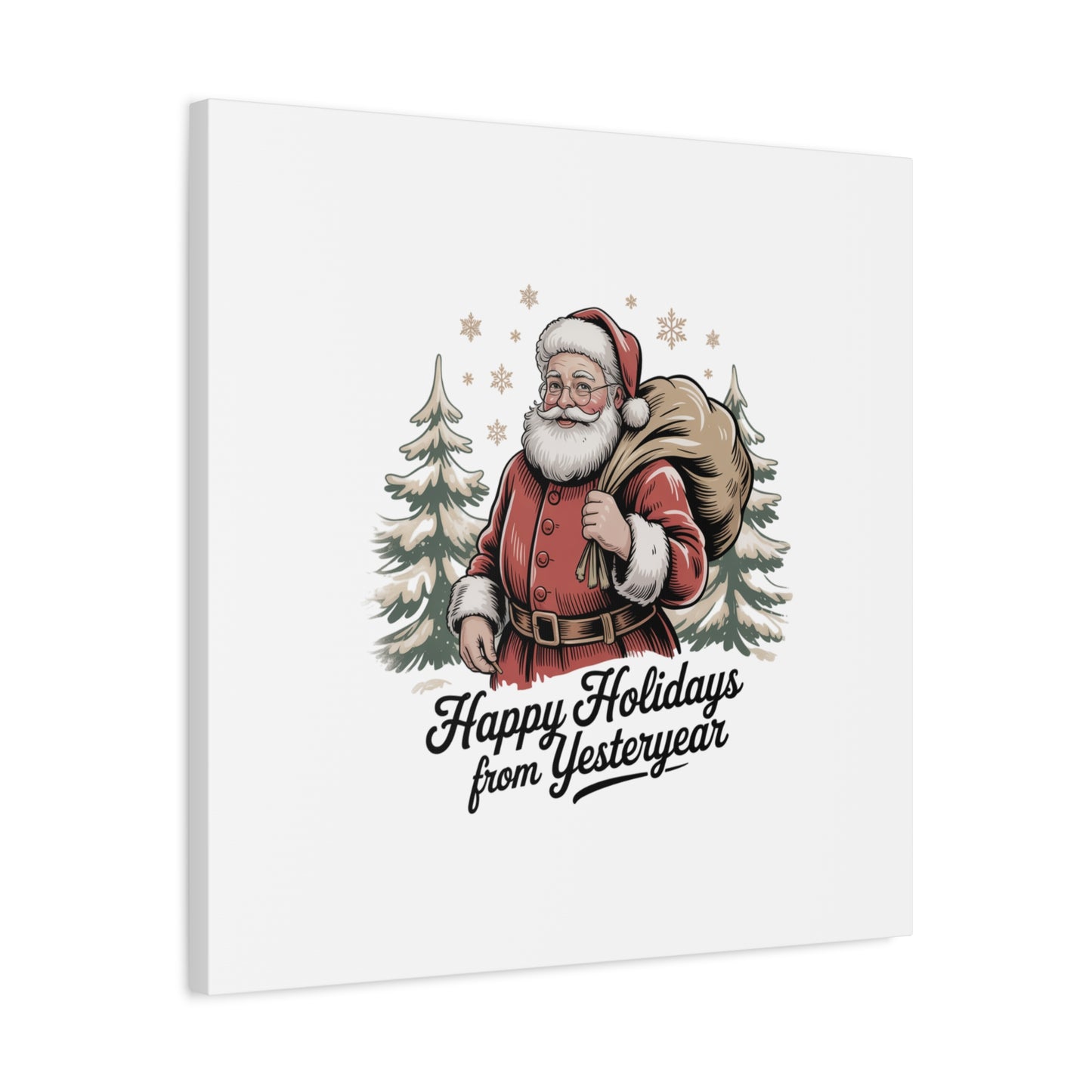 Vintage Christmas Postcard Canvas | Retro Holiday Card Design, Sepia Holiday