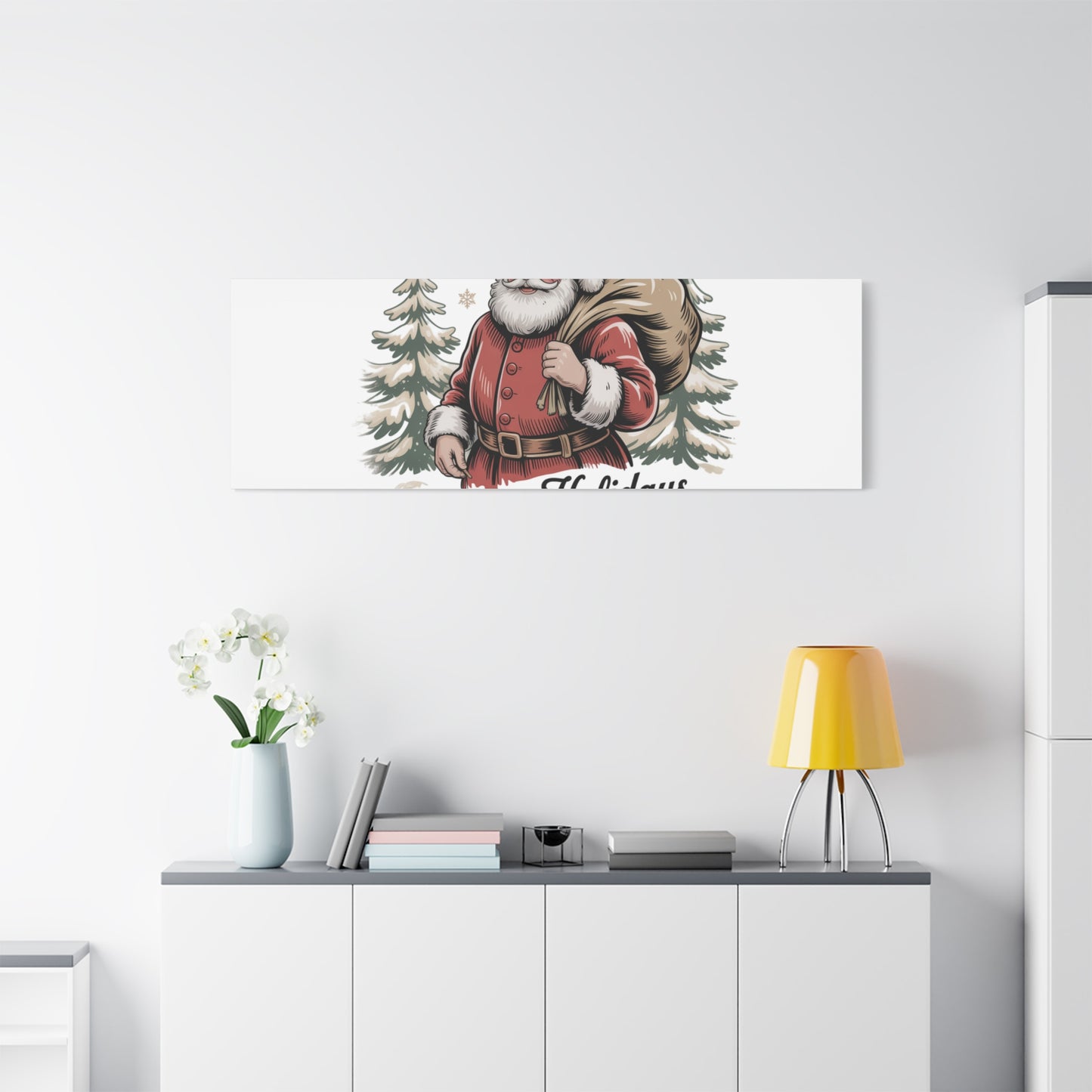 Vintage Christmas Postcard Canvas | Retro Holiday Card Design, Sepia Holiday