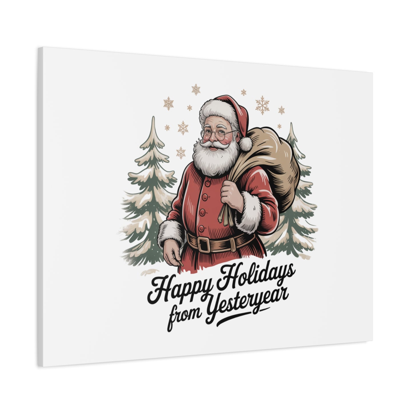 Vintage Christmas Postcard Canvas | Retro Holiday Card Design, Sepia Holiday
