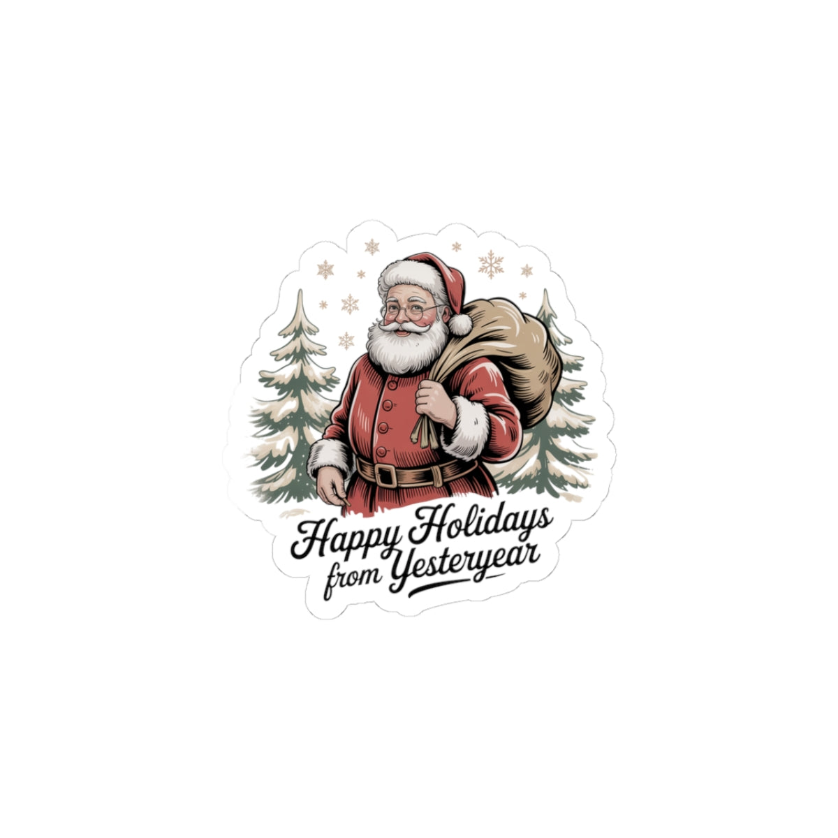 Vintage Christmas Postcard Santa Sticker | Retro Holiday Card Design
