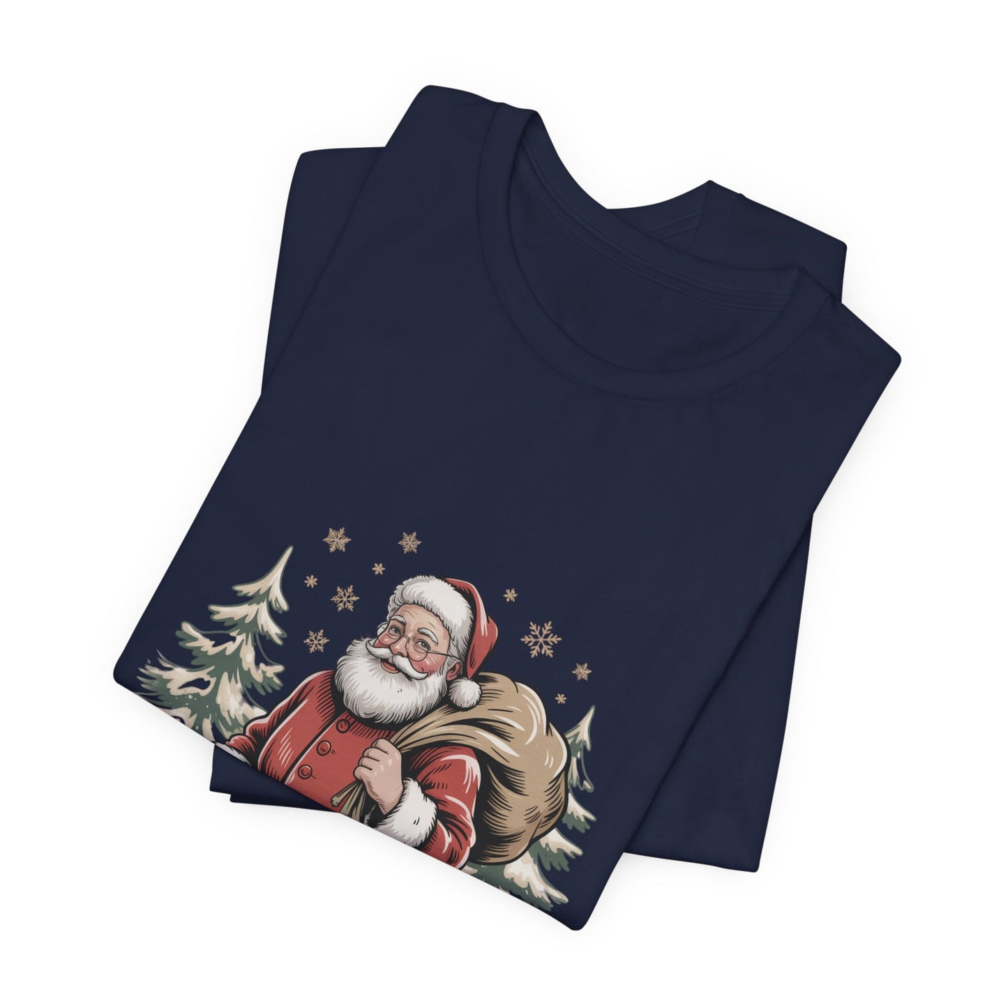 Vintage Christmas Postcard Santa Tee | retro holiday card design