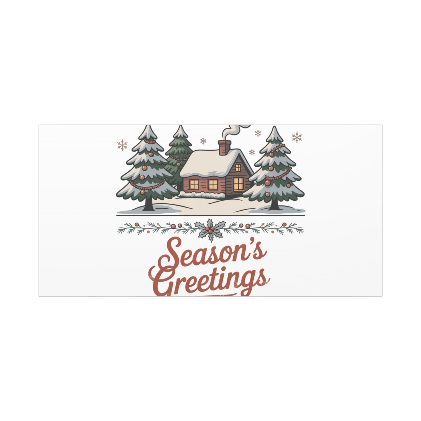 Vintage Christmas Postcard Seasons Greetings Canvas | Retro Holiday Card Design