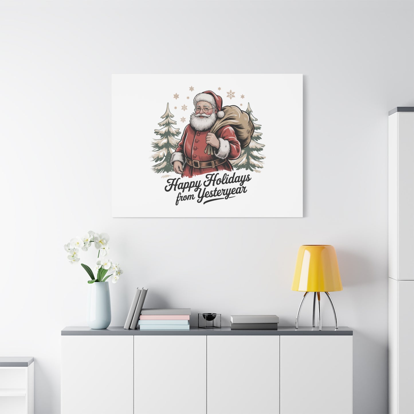 Vintage Christmas Postcard Canvas | Retro Holiday Card Design, Sepia Holiday