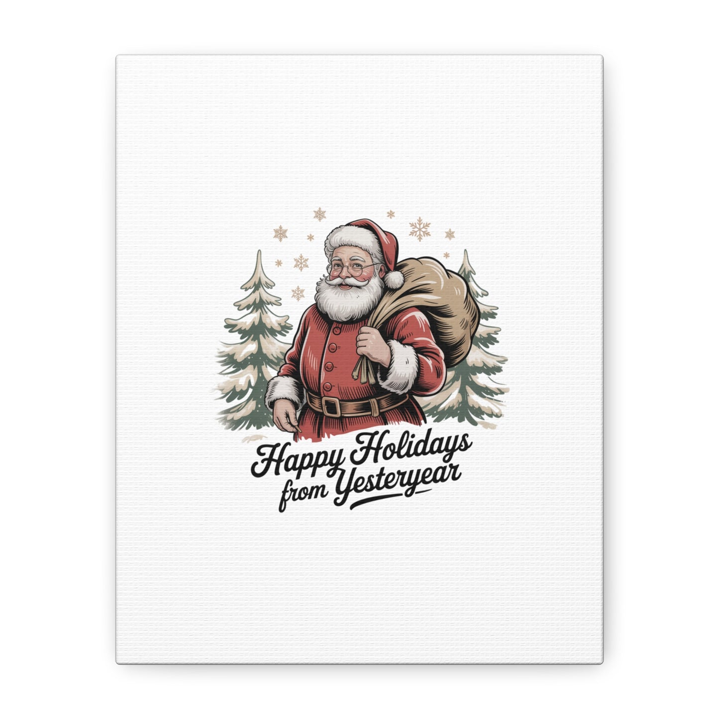 Vintage Christmas Postcard Canvas | Retro Holiday Card Design, Sepia Holiday