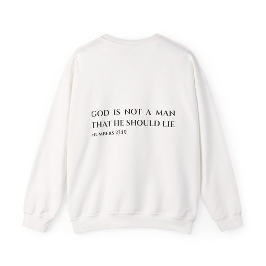 Faith-Based Crewneck Sweatshirt — “Confidence with Grace” & Numbers 23:19 Scripture Back