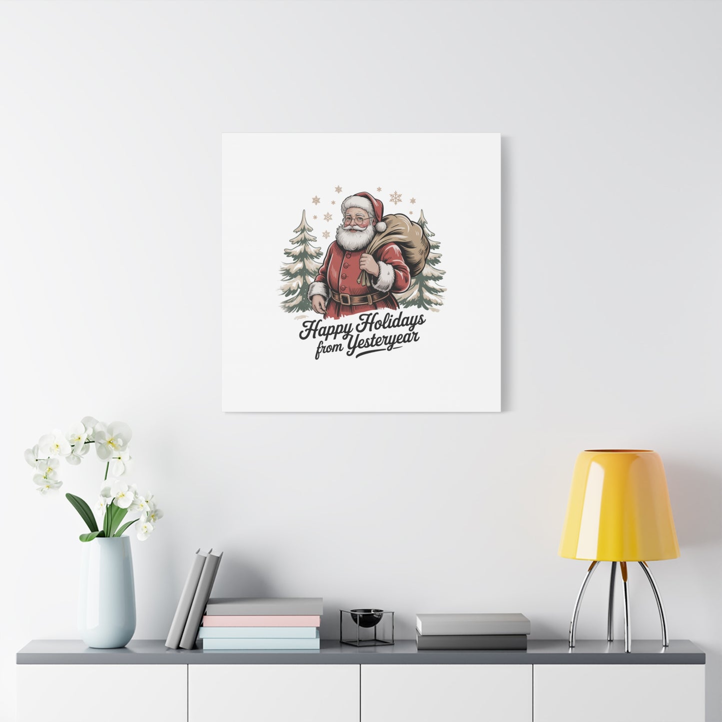 Vintage Christmas Postcard Canvas | Retro Holiday Card Design, Sepia Holiday