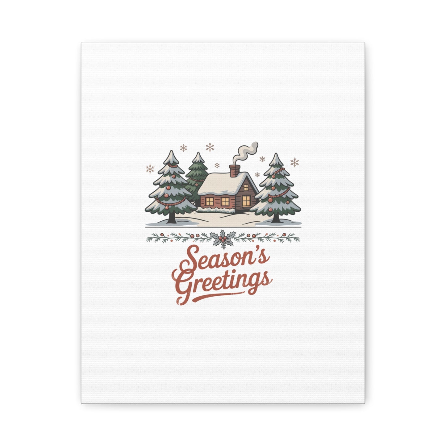 Vintage Christmas Postcard Seasons Greetings Canvas | Retro Holiday Card Design
