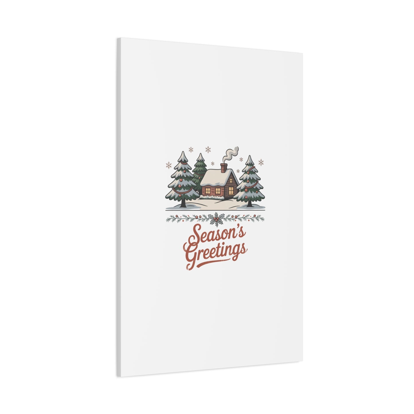 Vintage Christmas Postcard Seasons Greetings Canvas | Retro Holiday Card Design