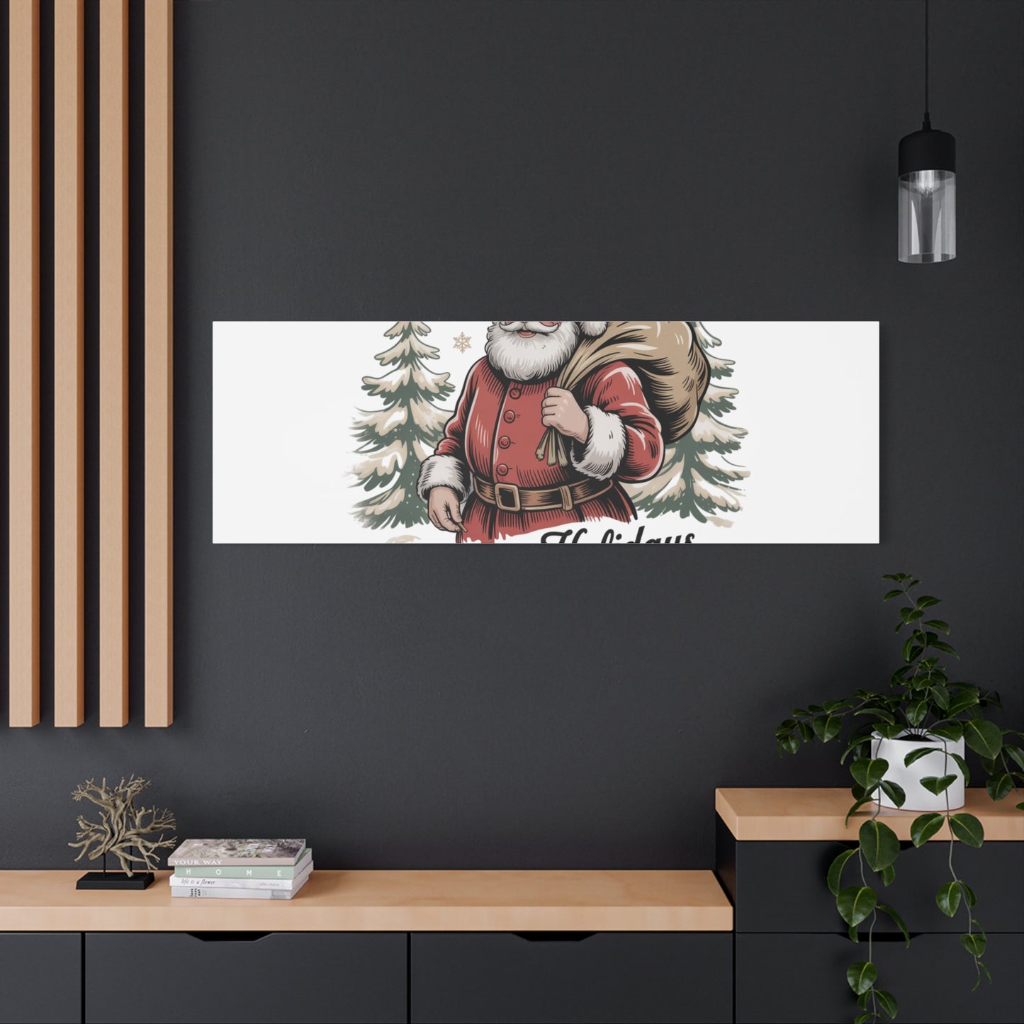 Vintage Christmas Postcard Canvas | Retro Holiday Card Design, Sepia Holiday