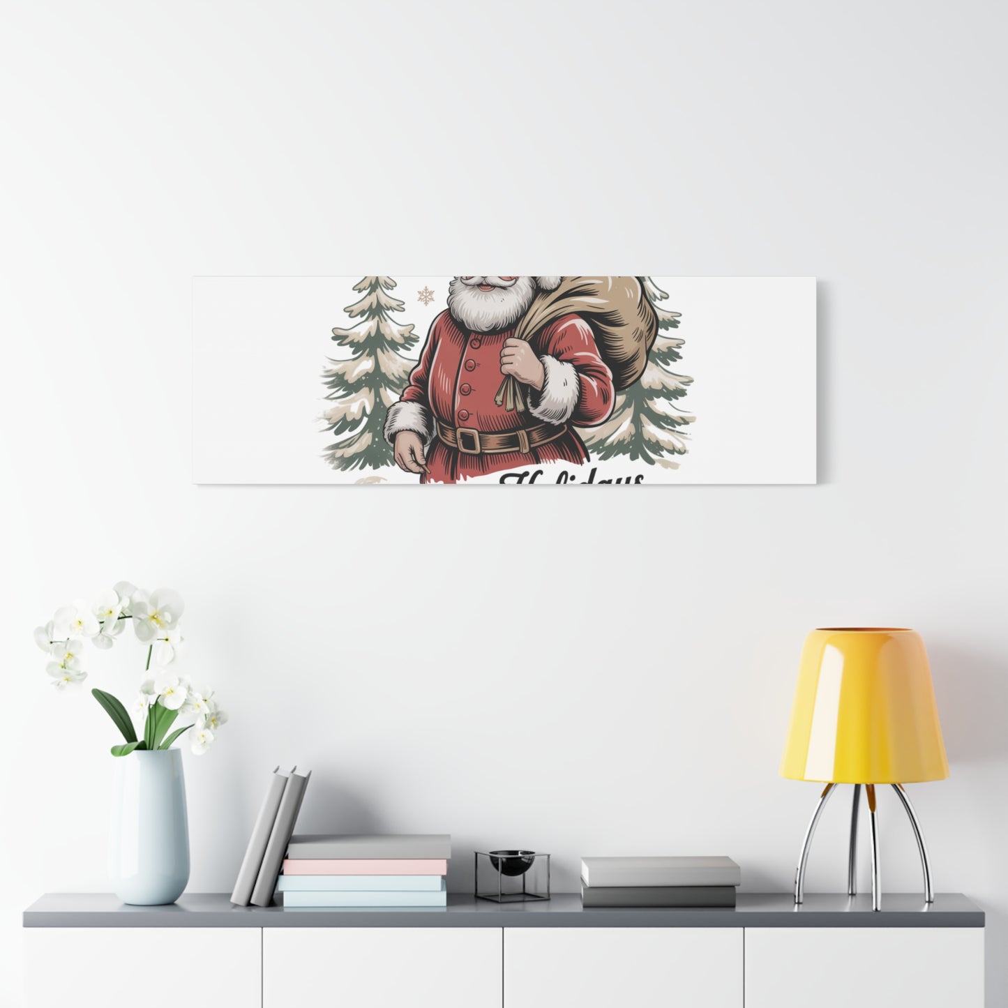 Vintage Christmas Postcard Canvas | Retro Holiday Card Design, Sepia Holiday