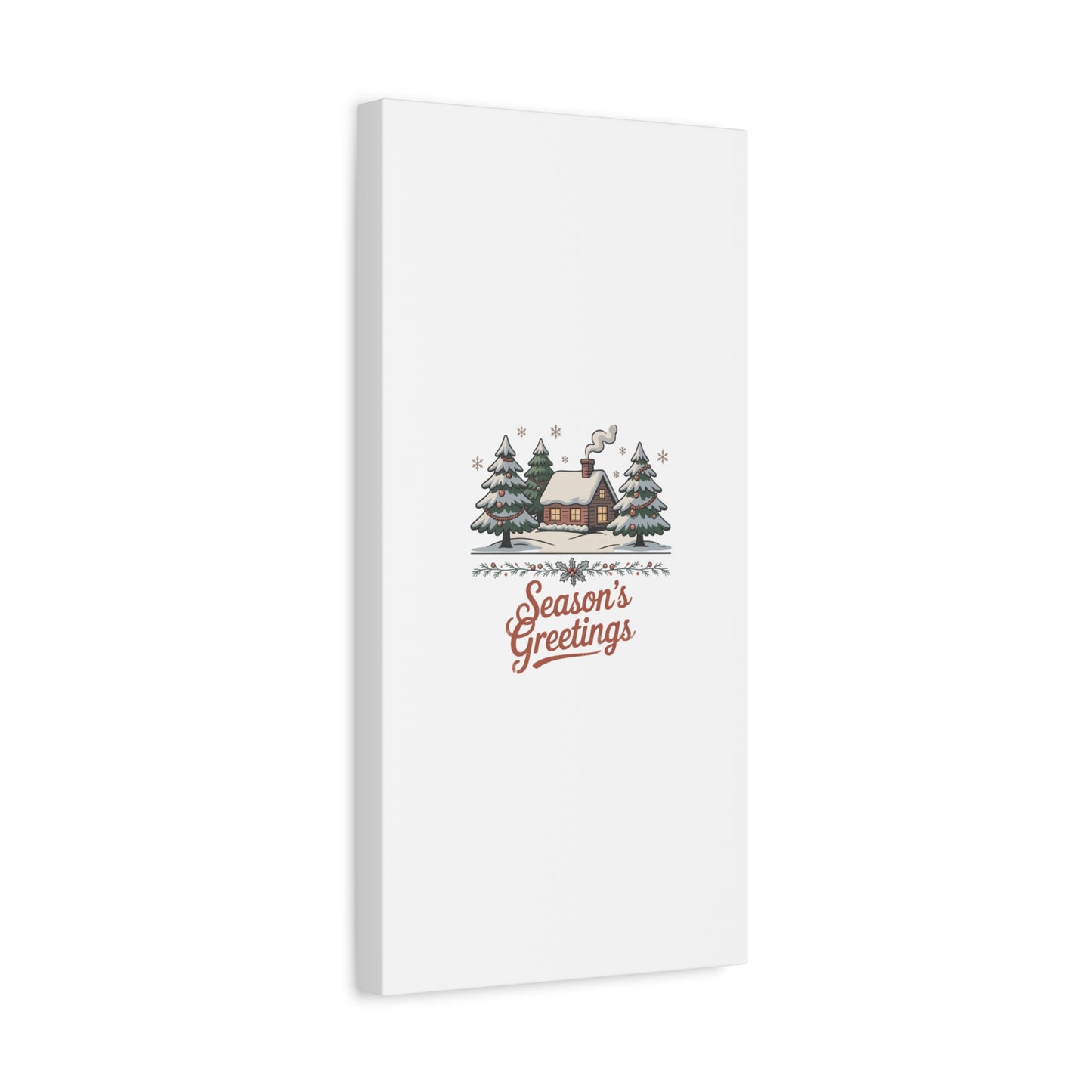 Vintage Christmas Postcard Seasons Greetings Canvas | Retro Holiday Card Design