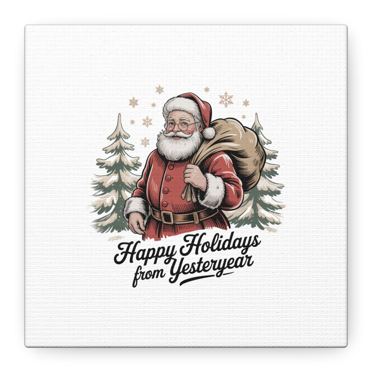 Vintage Christmas Postcard Canvas | Retro Holiday Card Design, Sepia Holiday