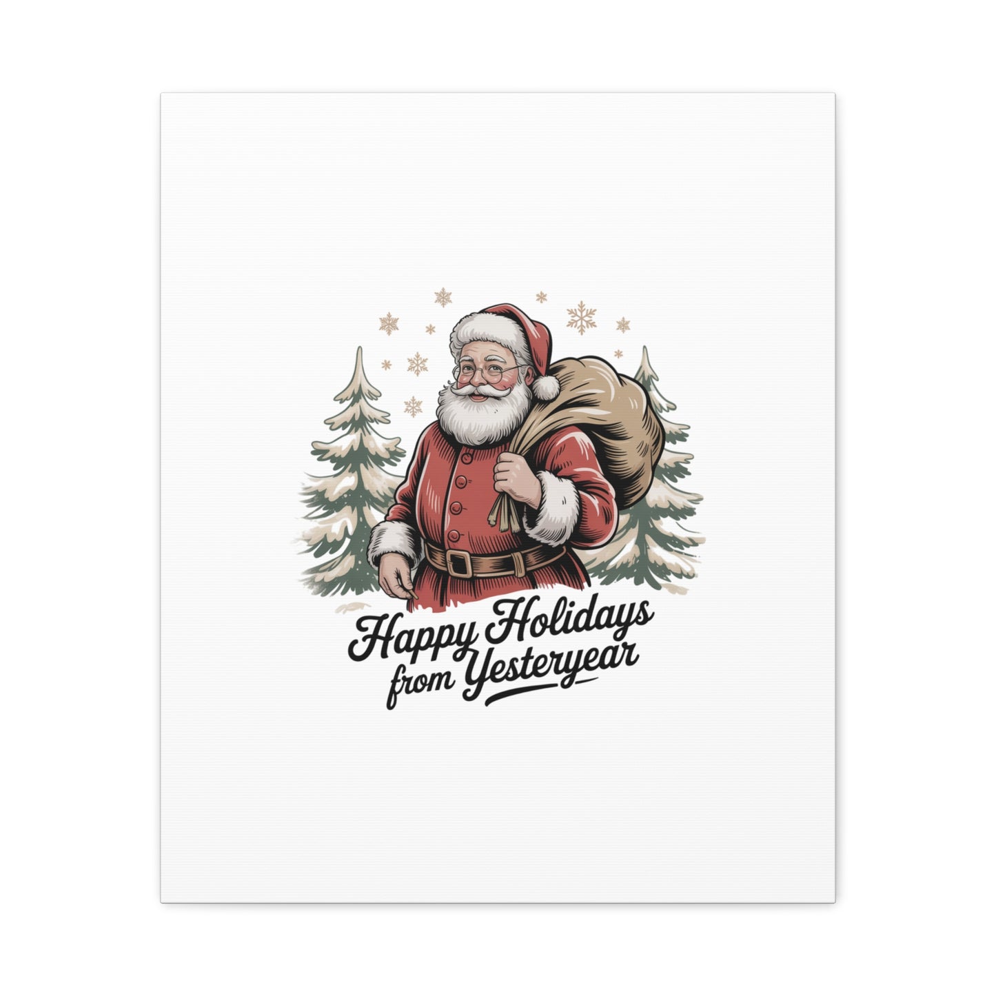 Vintage Christmas Postcard Canvas | Retro Holiday Card Design, Sepia Holiday