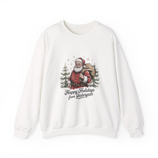Vintage Christmas Postcard Santa Sweatshirt | retro holiday card design