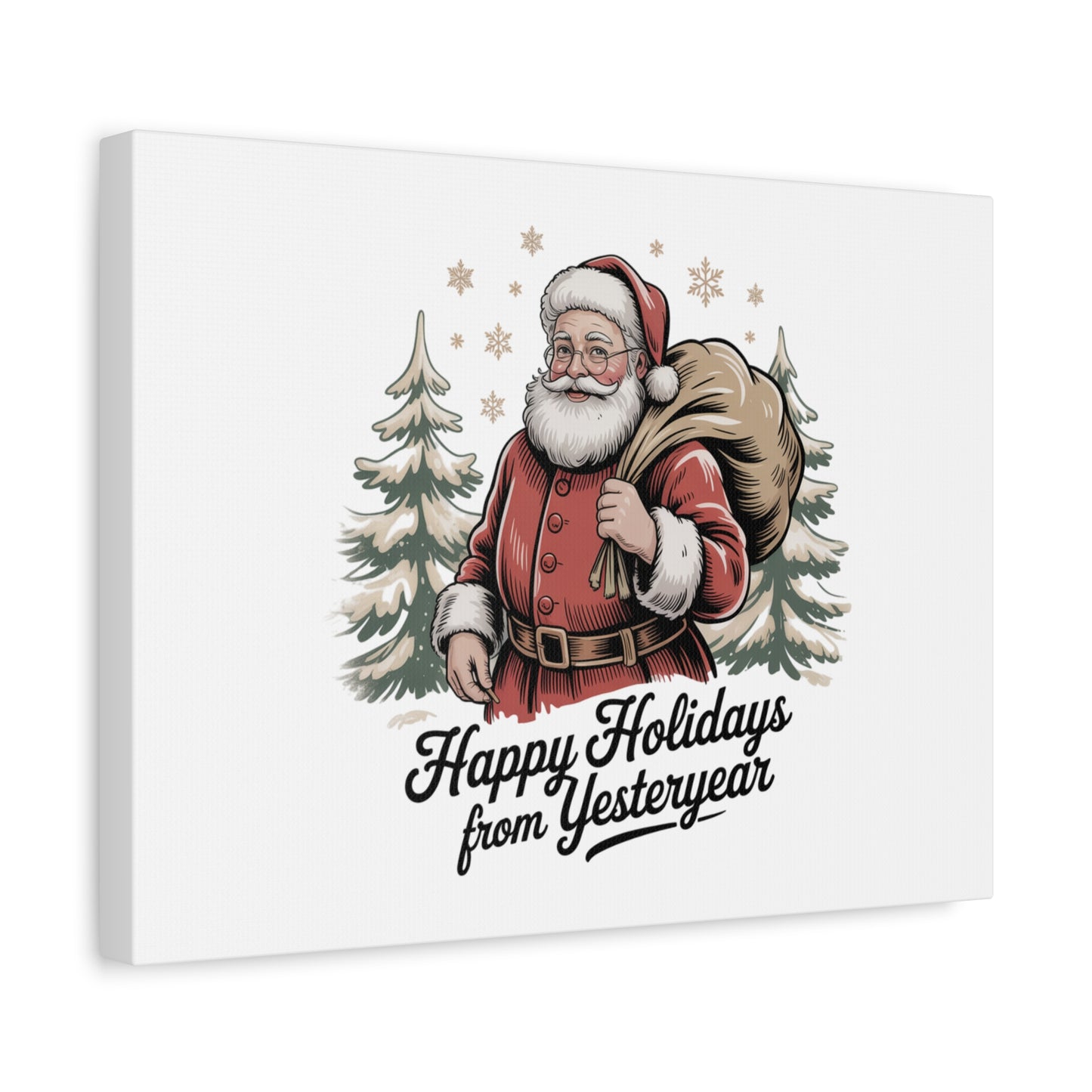Vintage Christmas Postcard Canvas | Retro Holiday Card Design, Sepia Holiday