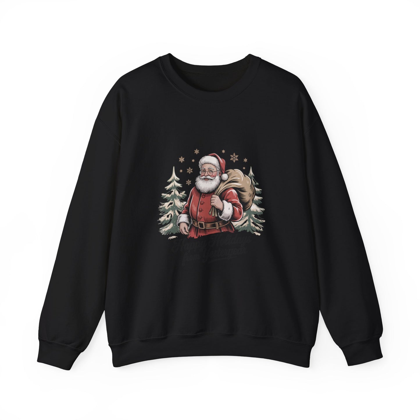 Vintage Christmas Postcard Santa Sweatshirt | retro holiday card design
