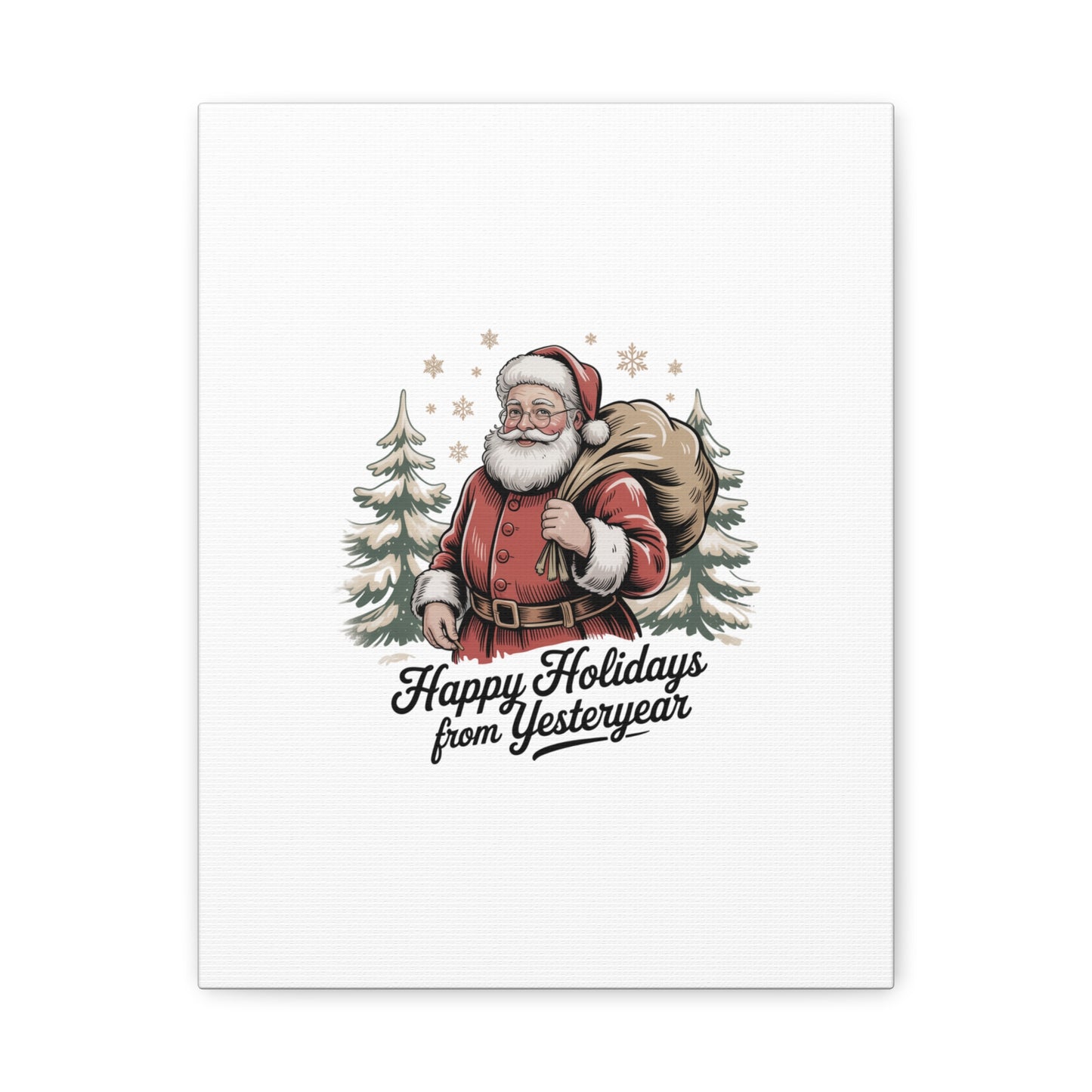 Vintage Christmas Postcard Canvas | Retro Holiday Card Design, Sepia Holiday