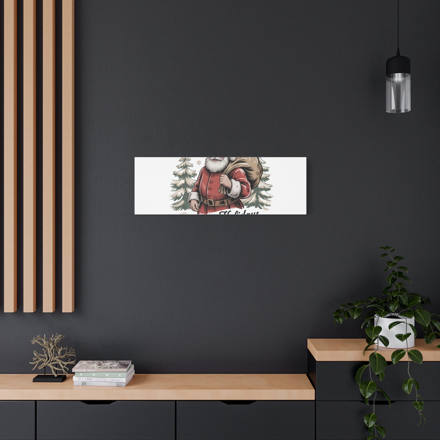 Vintage Christmas Postcard Canvas | Retro Holiday Card Design, Sepia Holiday