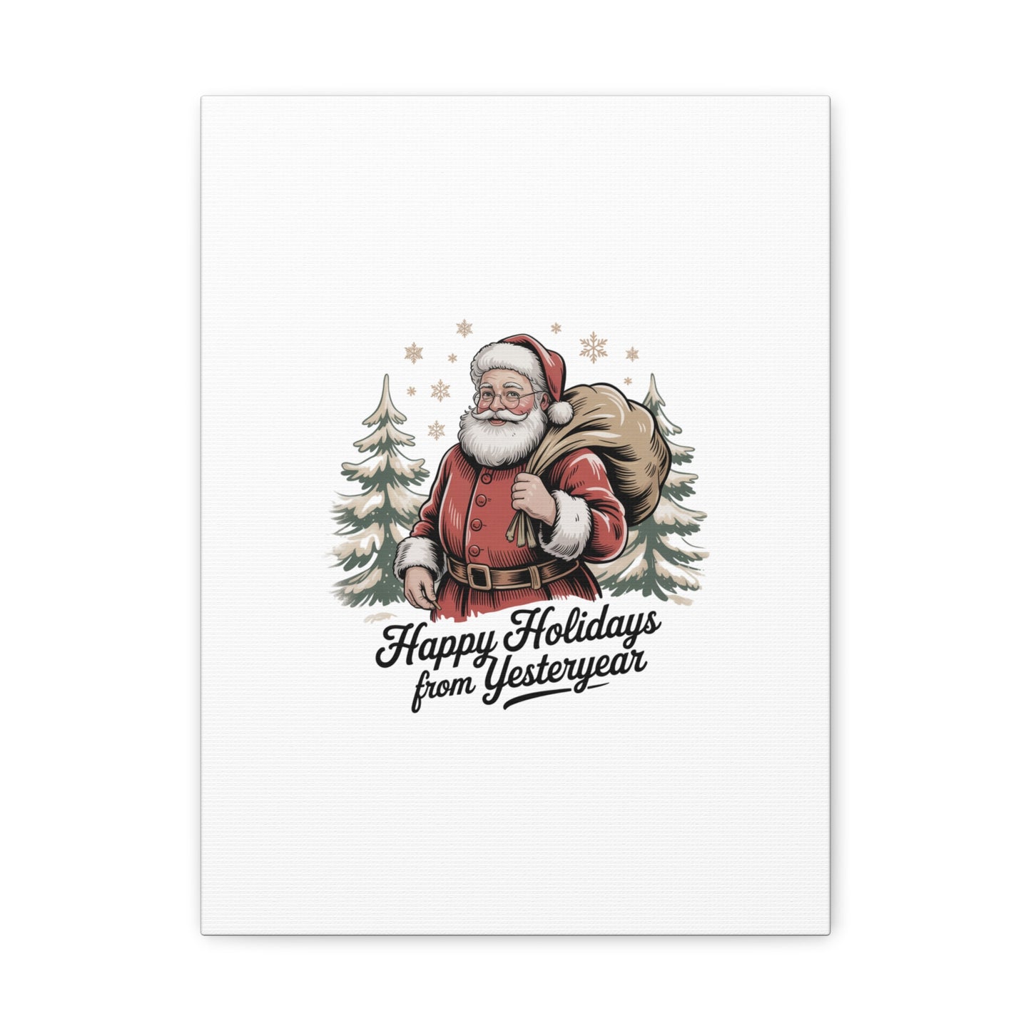 Vintage Christmas Postcard Canvas | Retro Holiday Card Design, Sepia Holiday