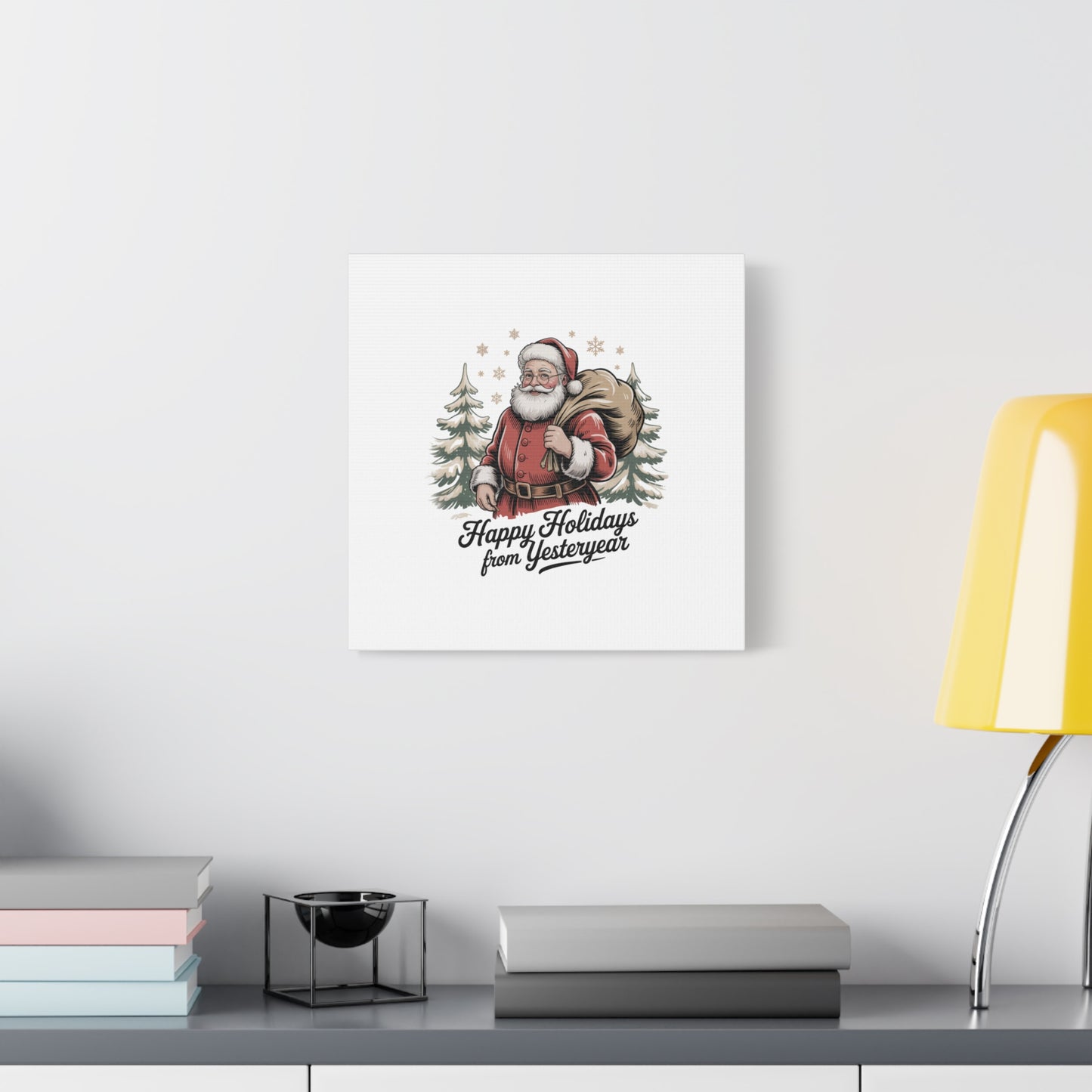 Vintage Christmas Postcard Canvas | Retro Holiday Card Design, Sepia Holiday