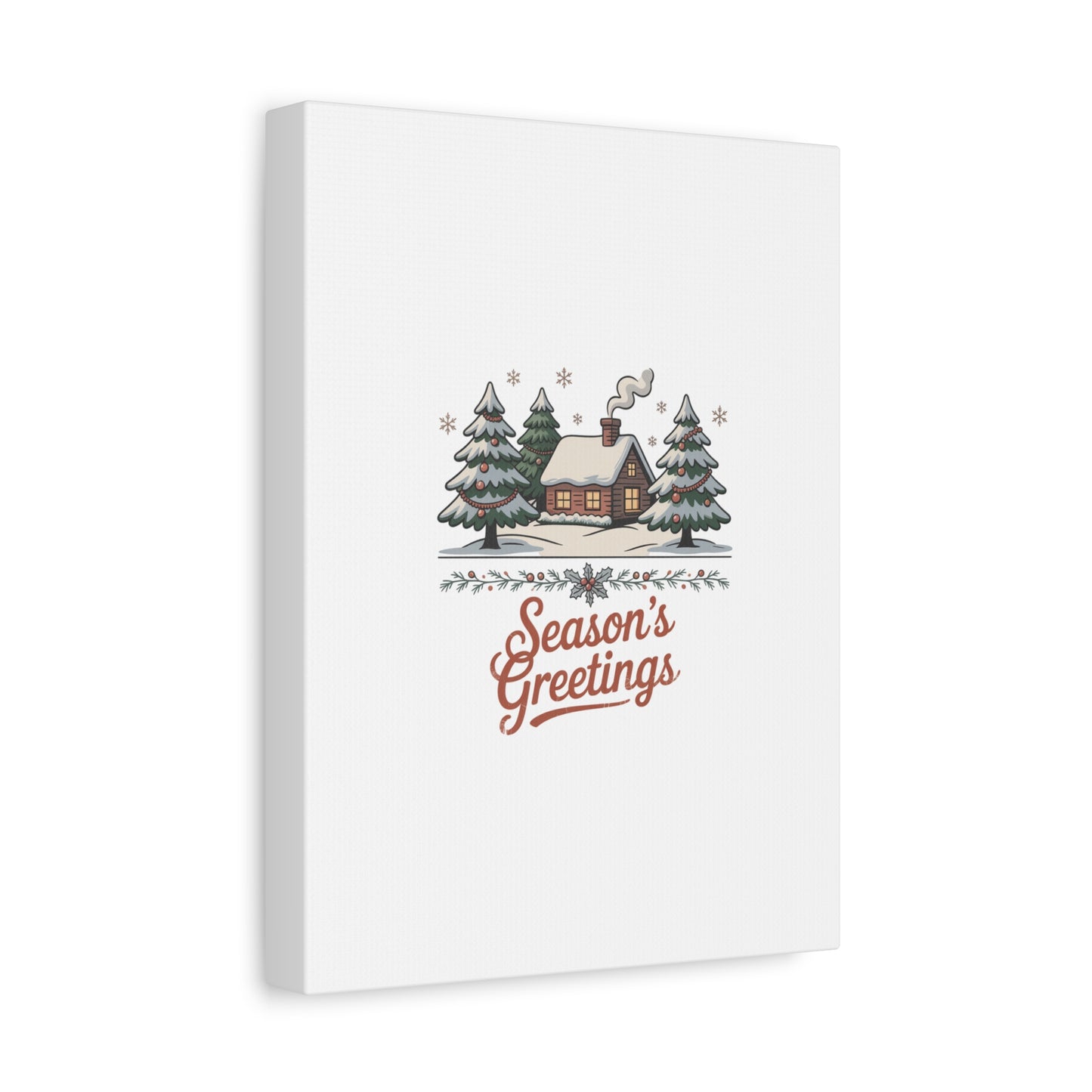 Vintage Christmas Postcard Seasons Greetings Canvas | Retro Holiday Card Design