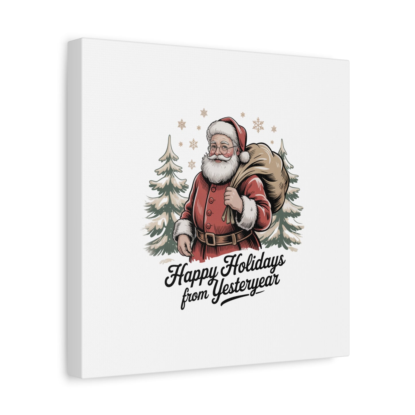 Vintage Christmas Postcard Canvas | Retro Holiday Card Design, Sepia Holiday
