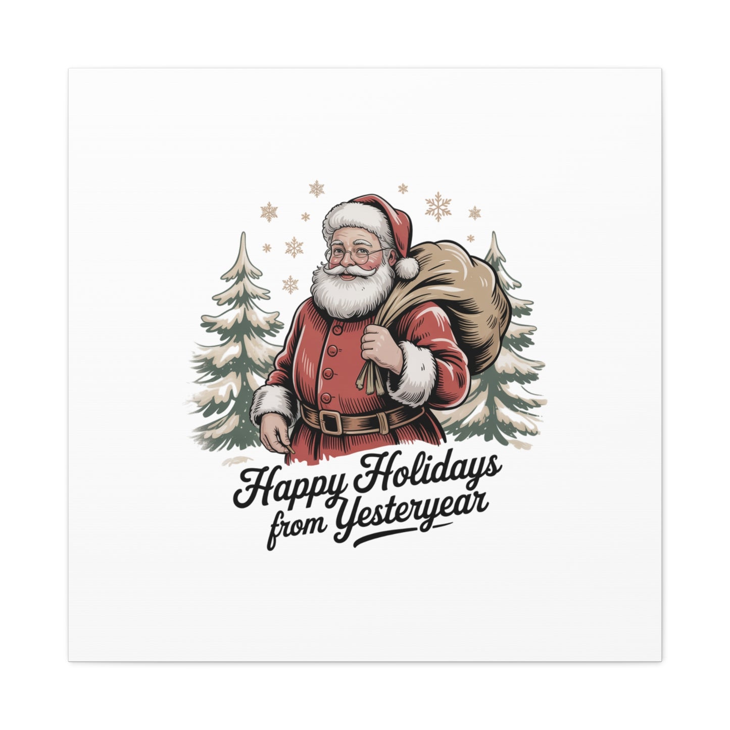 Vintage Christmas Postcard Canvas | Retro Holiday Card Design, Sepia Holiday