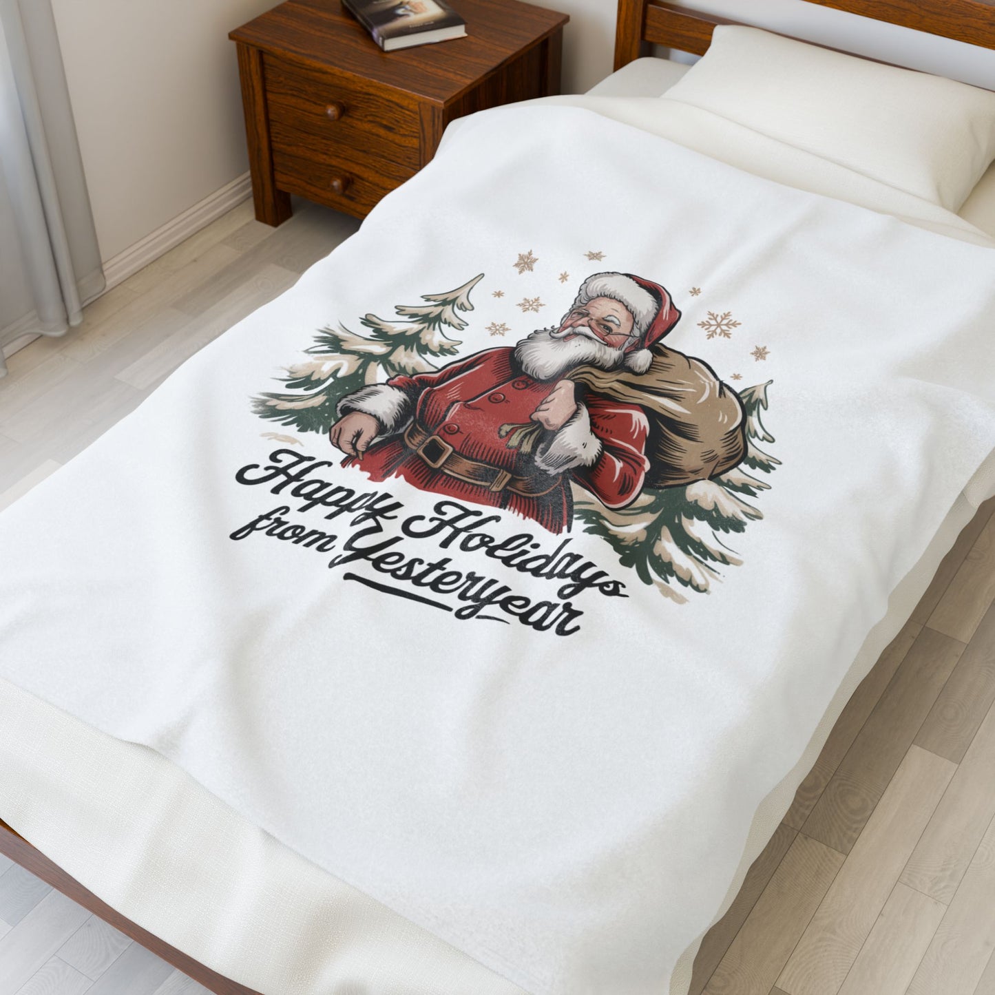 Vintage Christmas Postcard Santa Blanket | retro holiday card design