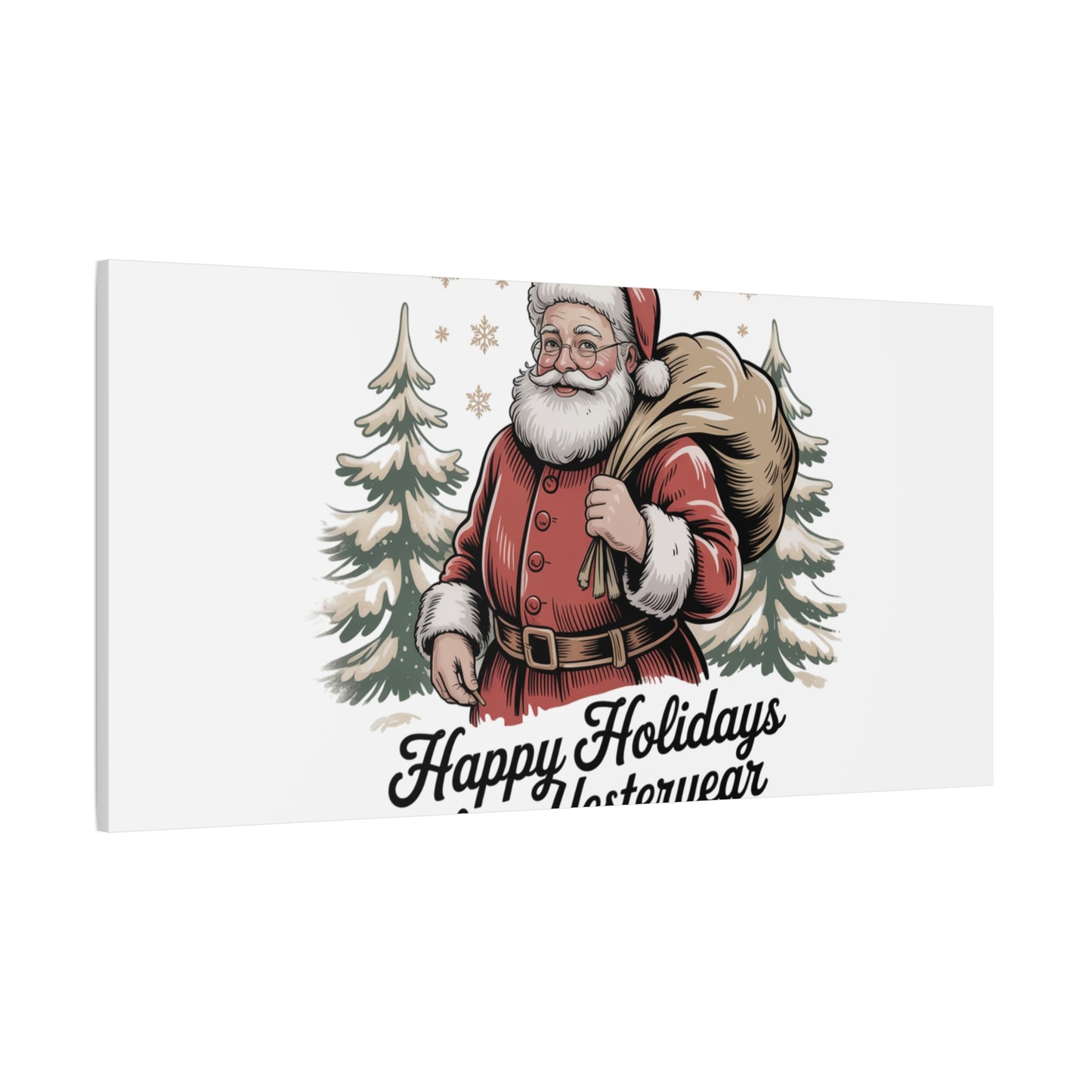 Vintage Christmas Postcard Canvas | Retro Holiday Card Design, Sepia Holiday