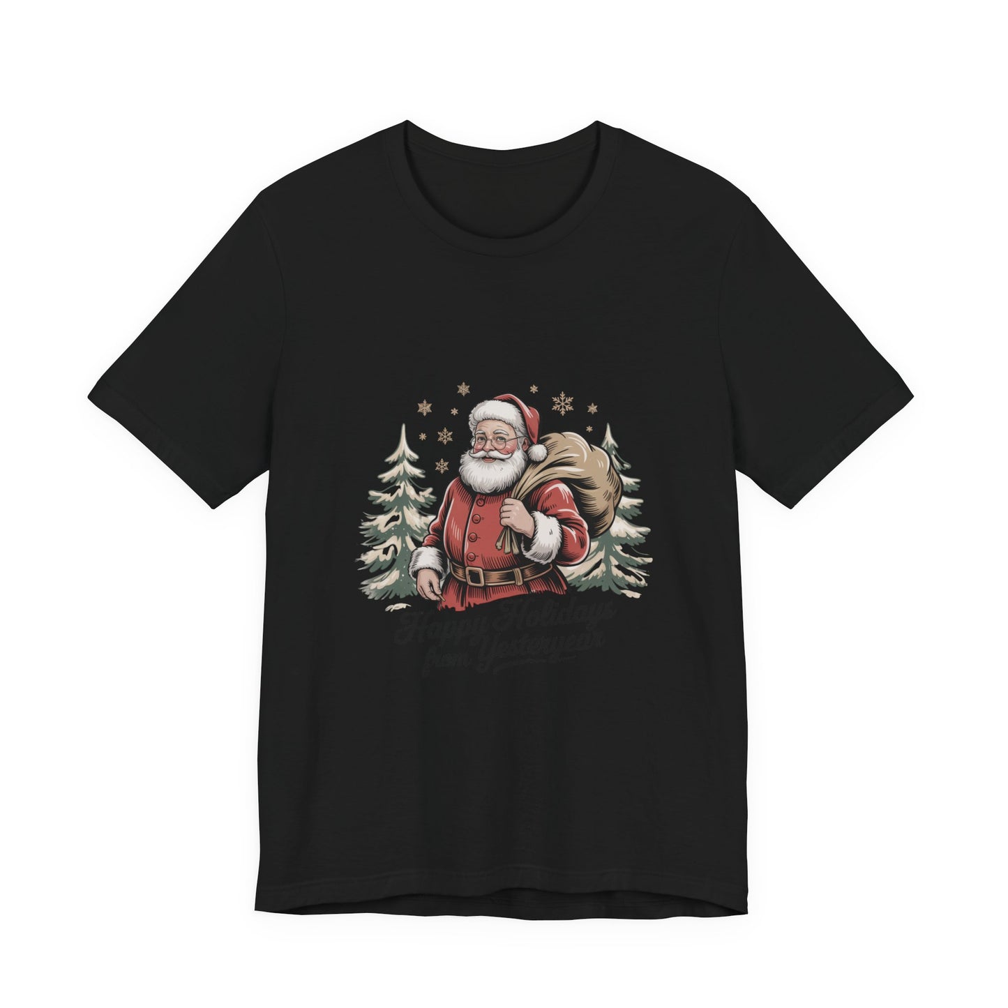 Vintage Christmas Postcard Santa Tee | retro holiday card design